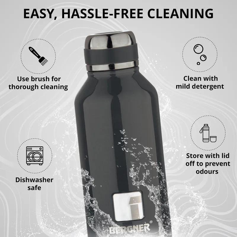 Bergner Walking Hydria Thermosteel Hot And Cold Flask (Black) - 750 mL media 5