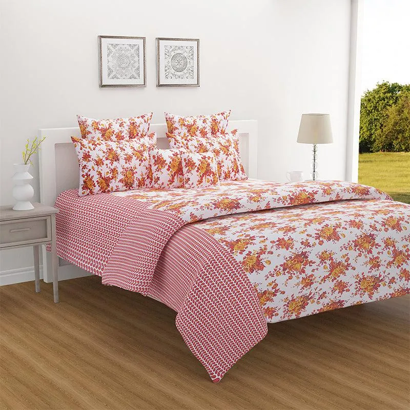 Swayam Avery Floral Cotton Comforter (Red & Pink) - 150 GSM media 1