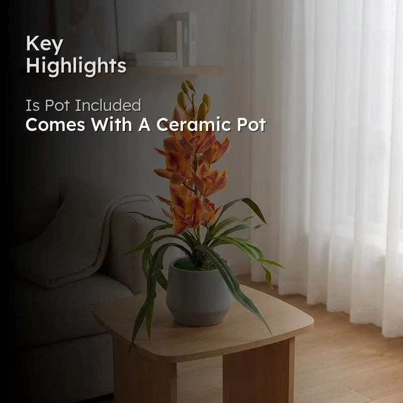 AarviDecor Golden Orchid Silk Artificial Plants media 2