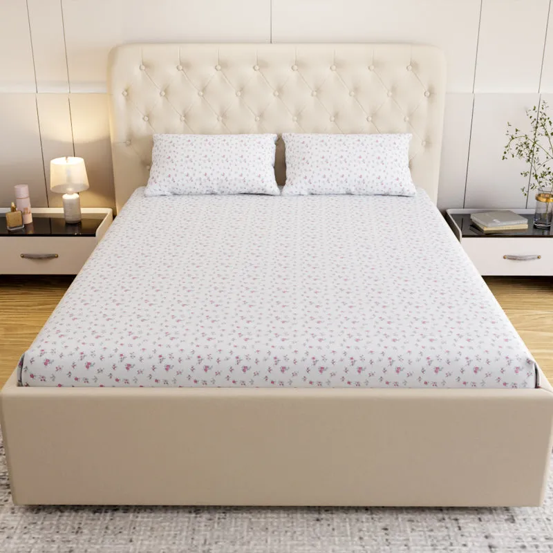 Wildflower Floral Cotton Bedsheet (Pink) - 180 TC media 4