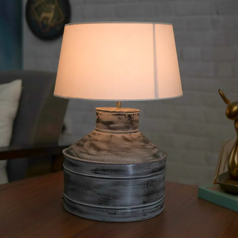 Cannister Fabric Table Lamp - White media 1