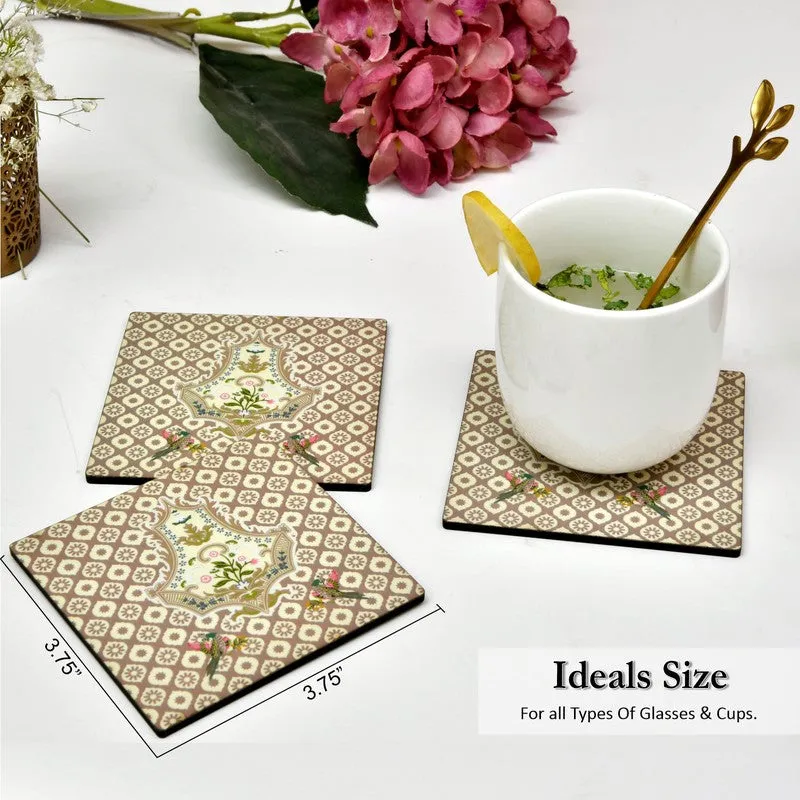 Floral Elegance Wooden Coasters with Holder - Seven Piece Set media 7
