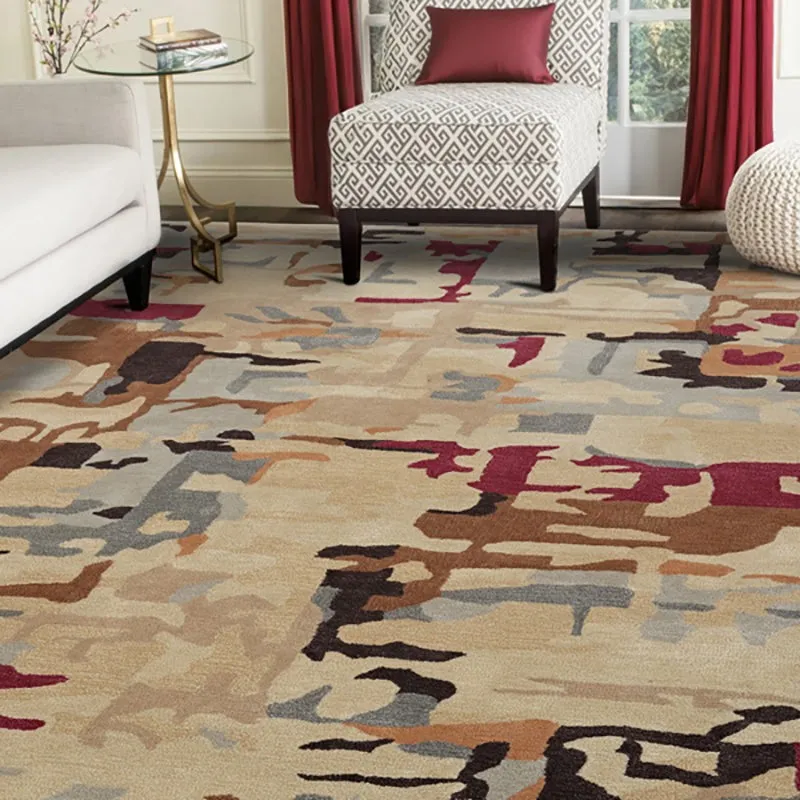 Horus Hand Tufted Abstract Wool & Nylon Carpet - Brown & Beige media 7