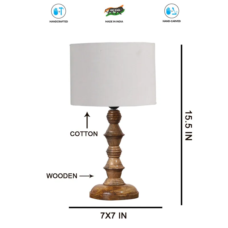 Cotin I Timber Wooden Table Lamp - White,Brown media 7