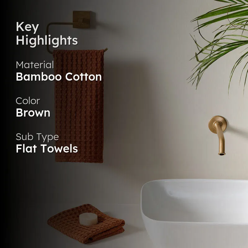Cloud Soft Waffle Hand Towel (Brown) - Set of Two media 2