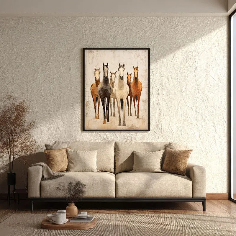 Dynamic Horse Wall Painting With Black Frame media 3