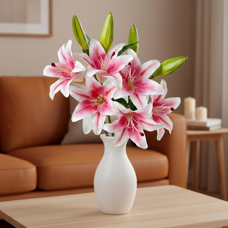 Lilium Roose Silk Artificial Flower Sticks - Pink media 4