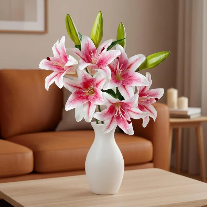 Lilium Roose Silk Artificial Flower Sticks - Pink media 4