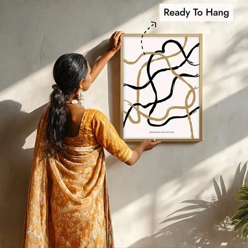 Measured Curve Canvas Wall Painting With Brown Frame media 8