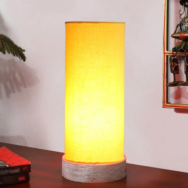 Ocra Tower Wooden Table Lamp - Yellow,White media 1