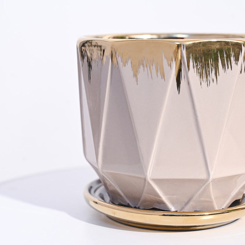Ugaoo Geometri Ceramic Planter - Beige media 3