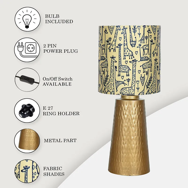Doodled Savannah Blunt Fabric Table Lamp - Ivory,Gold media 4