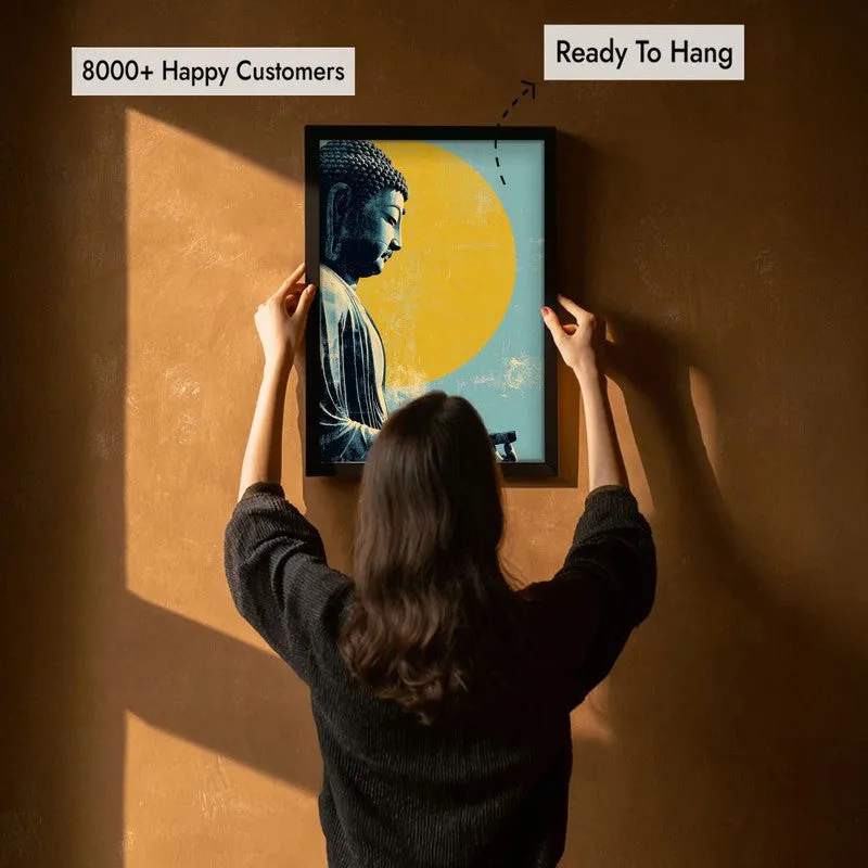Buddha In Golden Aura II Archival Paper Wall Painting With Black Frame media 7