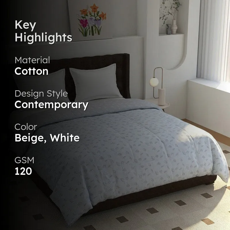 Petal Dots Reversible Cotton Dohar (Beige,White) - 120 GSM media 2