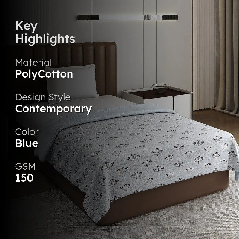 Monte Carlo Petaluxe Floral Polycotton Reversible Dohar (Light Blue) - 150 GSM media 2