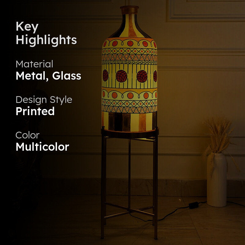 Aria Lumina Hand Painted Metal & Glass Floor Lamp media 2