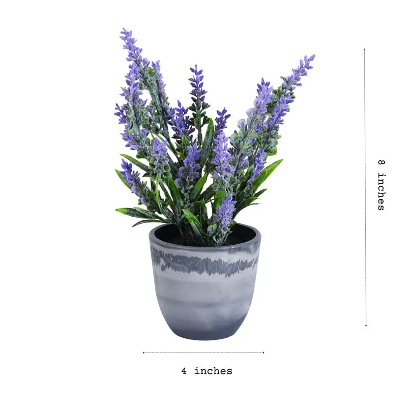 Artificial Purple Lavender Plant With Black Plastic Pot (Set Of Two) - 1 Feet media 5
