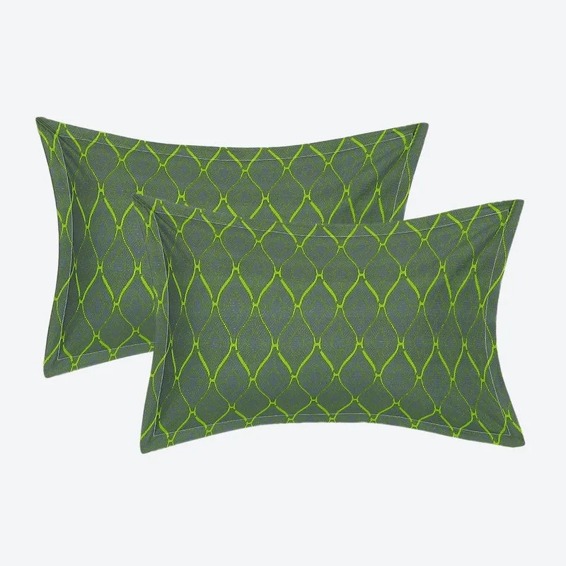 Monte Carlo Magique Angle Cotton Bedsheet (White,Green) - 104 TC media 8