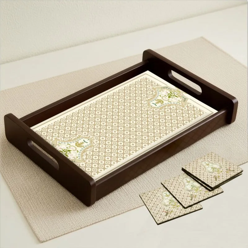 WoodWhim Serving Tray with 4 Coasters - Five Piece Set media 3