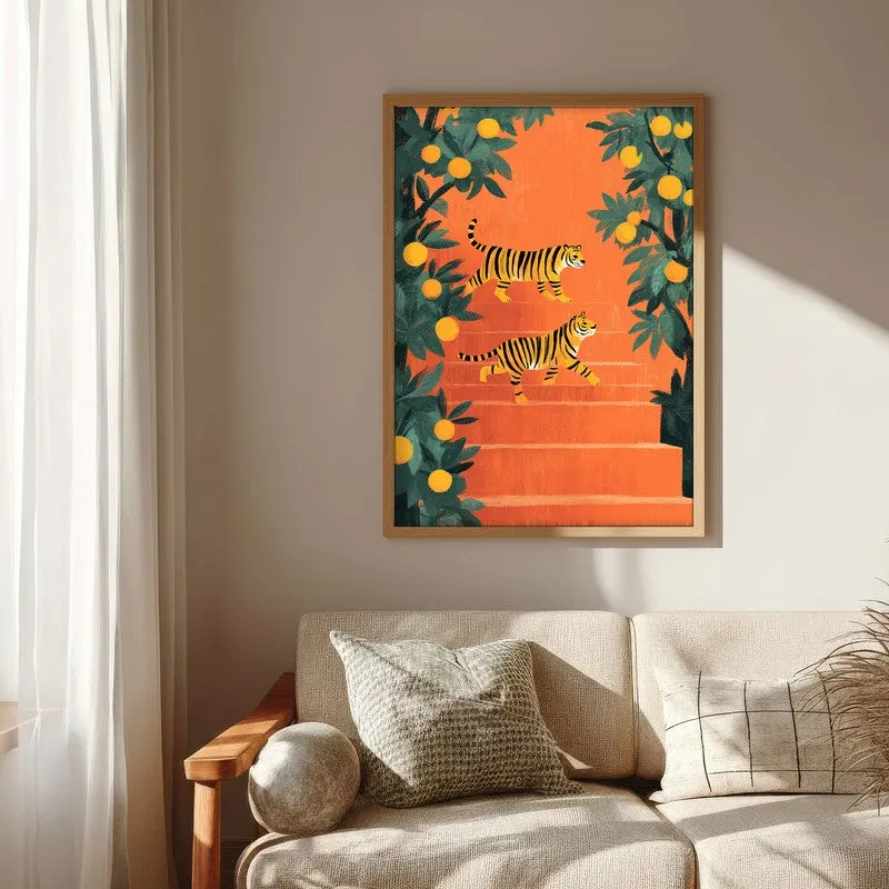 Tigris Canvas Wall Painting With Brown Frame media 7