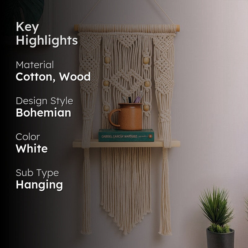Artistic Macrame Hanging Shelf media 2