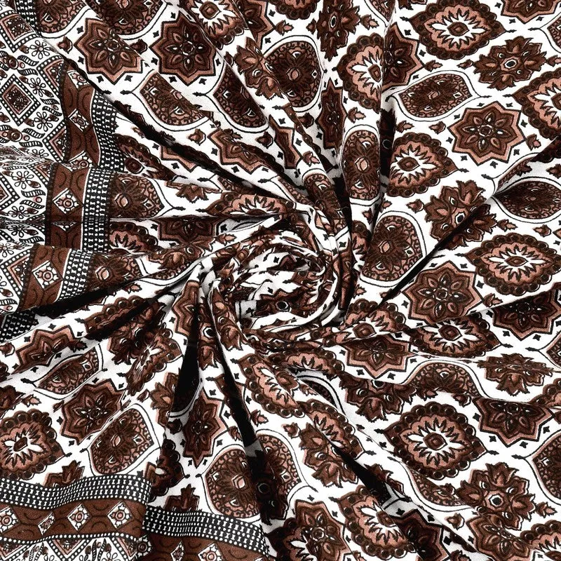 Styleo Cotton Bedsheet (Brown,White) - 240 TC media 5