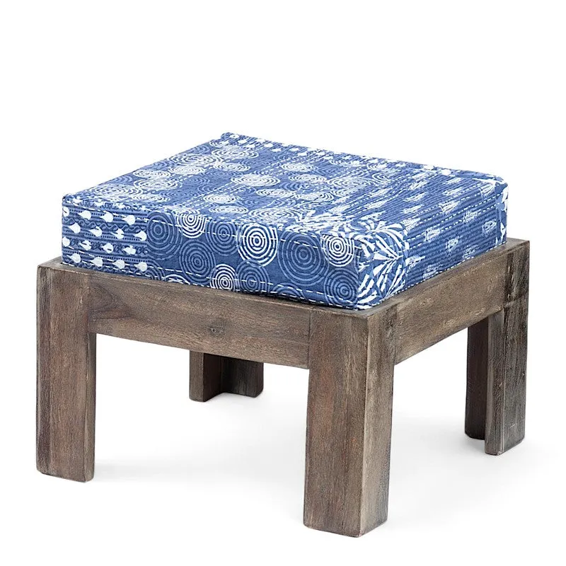Exiron Sheesham Wooden Center Table with Stools and Cushions (Grey,Blue) - Nine Piece Set media 7
