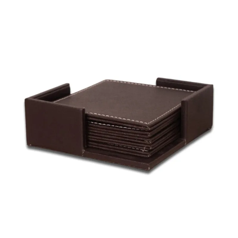 AarviDecor PureSurface Faux Leather Coaster - Seven Piece Set media 3