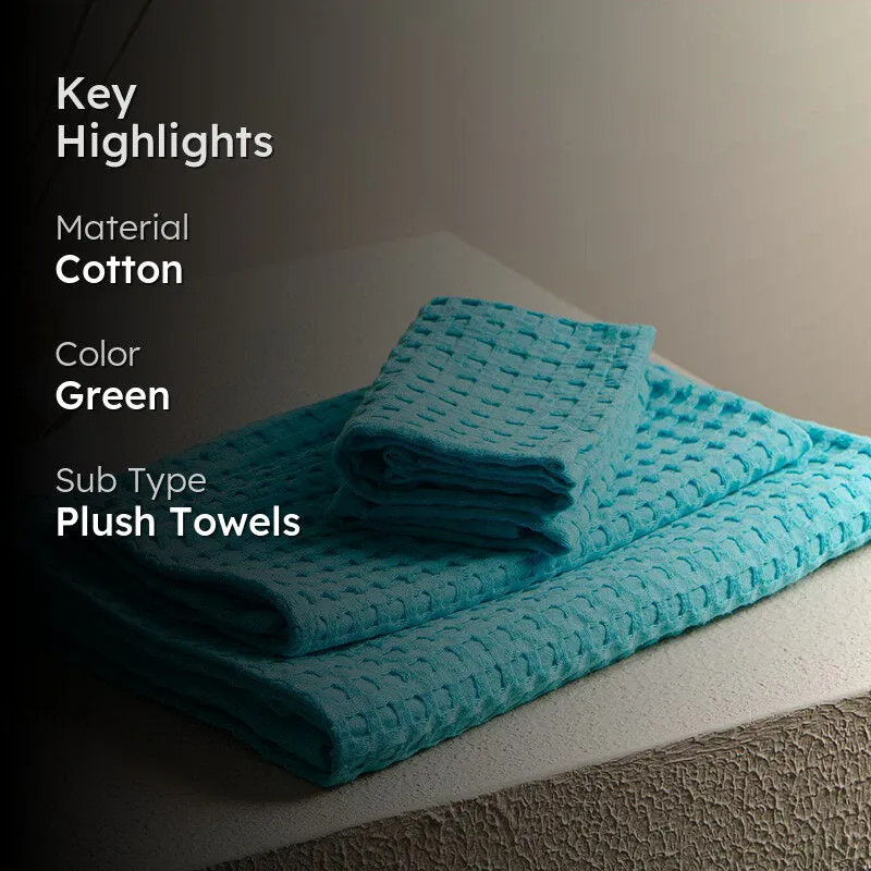 Alyssa Pebble Textured Waffle Towel Combo (Aqua) - Four Piece Set media 2