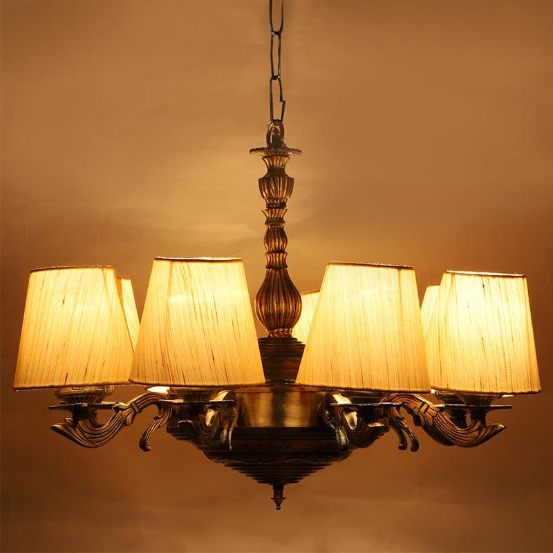 Vilona Conical Golden Antique Ceiling Lamp - Off White