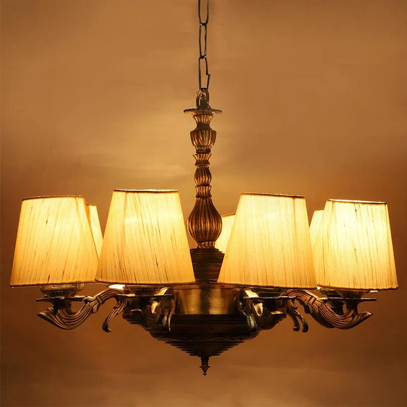 Vilona Conical Golden Antique Ceiling Lamp - Off White media 1