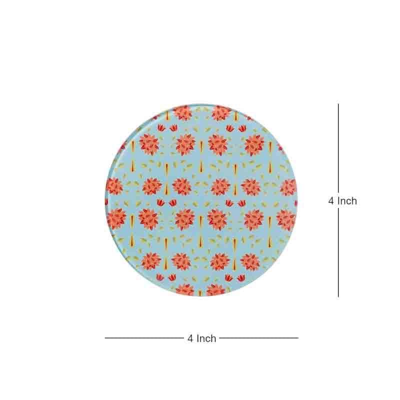 Magnate Mughal Blue Round Classic Coaster - Set Of Four media 4