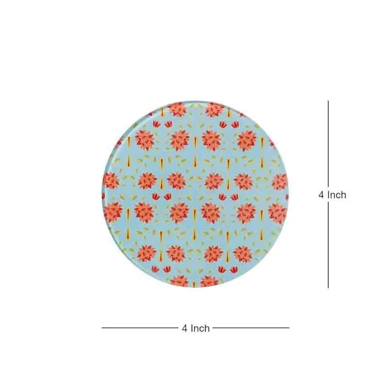 Magnate Mughal Blue Round Classic Coaster - Set Of Four media 4