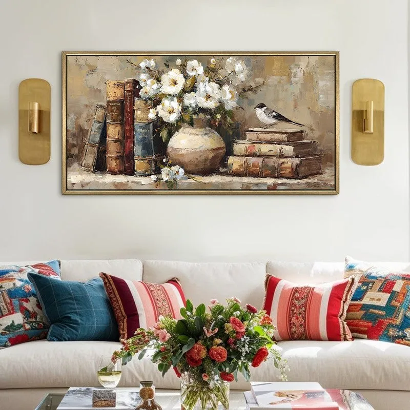 Rustic Table Canvas Wall Painting With Frame media 1