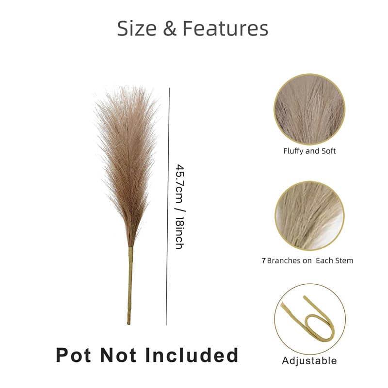 Faux Pampas Grass Sticks (45.7 cms) - Coffee media 6