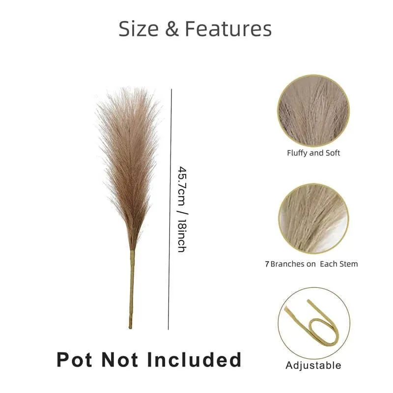 Faux Pampas Grass Sticks (45.7 cms) - Coffee media 6