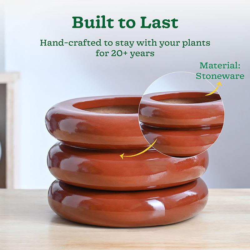 Ugaoo Ceramicurve Three Layer Ceramic Planter - Terracotta media 3