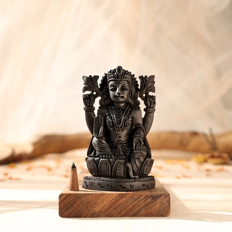 Goddess Lakshmi Divine Ebony Wood Idol media 3
