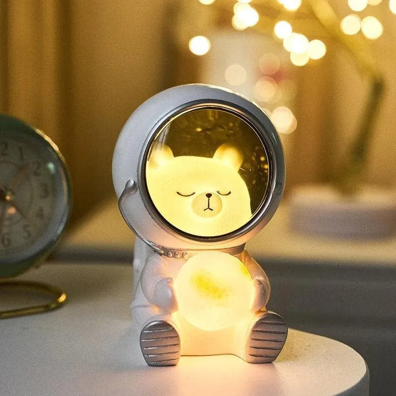 Teddy To The Space LED Resin Table Lamp - Silver,Grey media 1