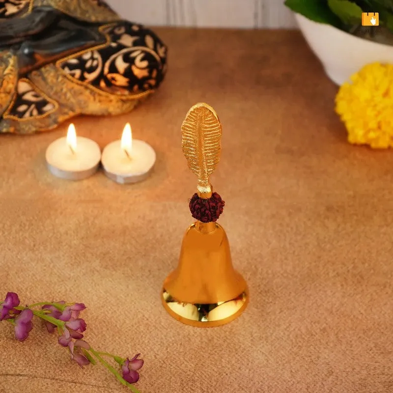 Temple Ritual Aluminium Pooja Bell - Gold media 5