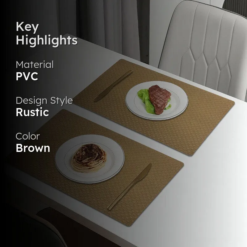 Aureon Brown Rectangle PVC Table Mats - Set Of Two media 2