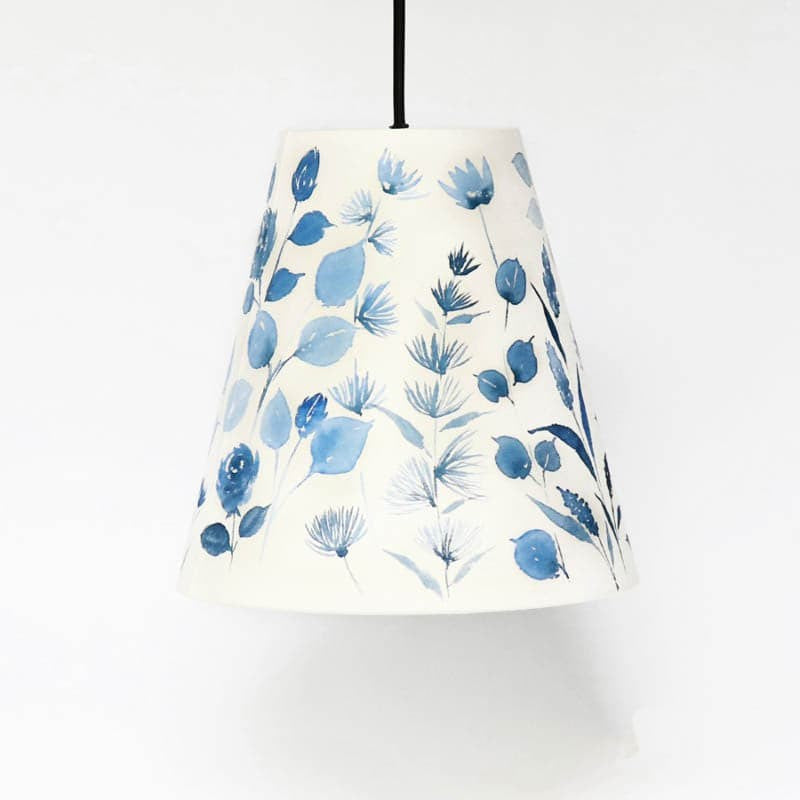 Indigo Clam Handpainted Fabric Ceiling Lamp media 5