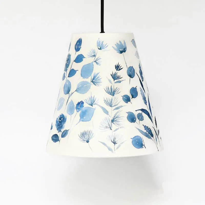 Indigo Clam Handpainted Fabric Ceiling Lamp media 5