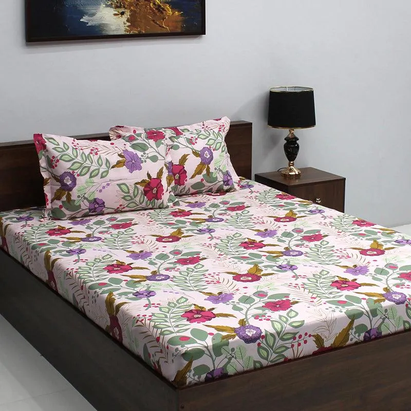 Yahvi Floral Cotton Bedsheet (Pink) - 110 TC media 3