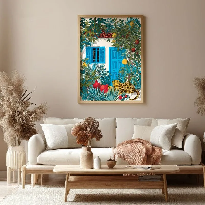 Floravista Botanical Blue Cottage Canvas Wall Painting With Brown Frame media 4