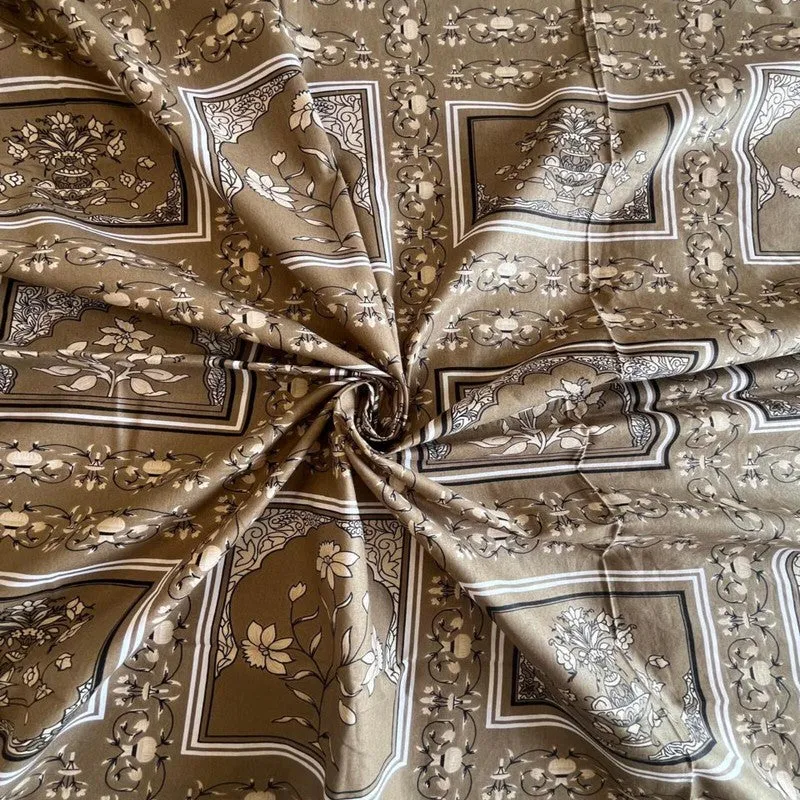 Kalaash Cotton Bedsheets (Brown) - 400 TC media 4
