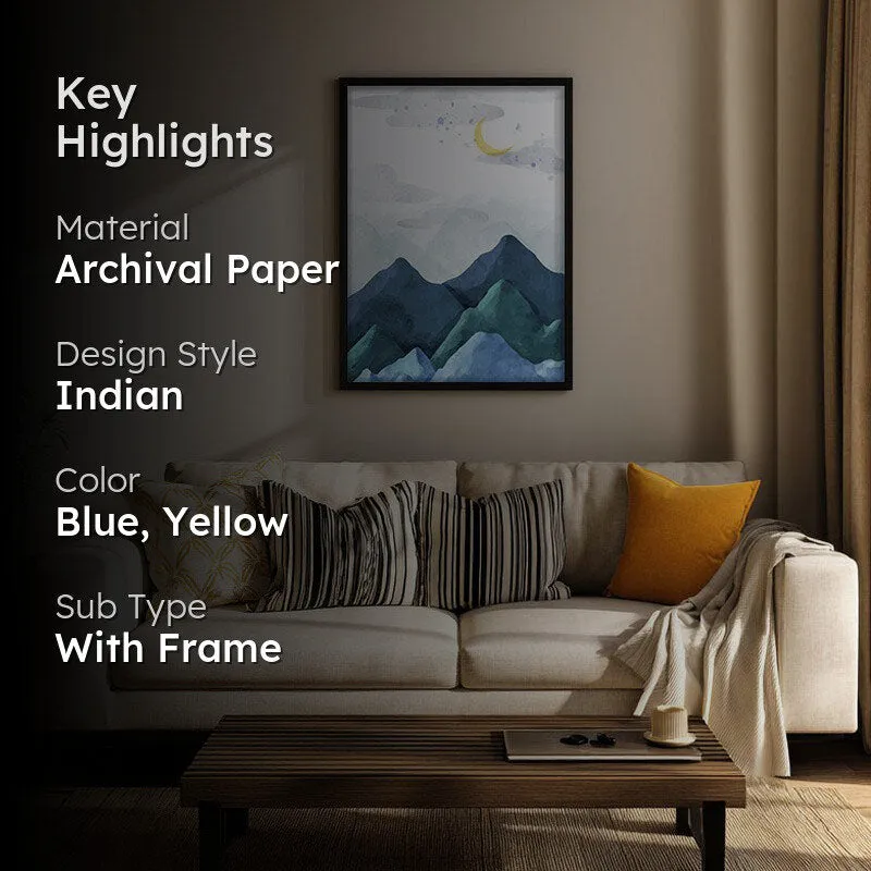 Crescent Blue Peaks Archival Paper Wall Art With Frame media 2