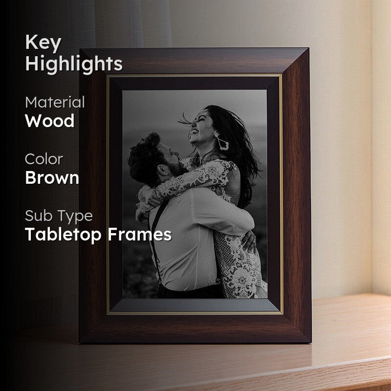 Elegant Brown Wood Tabletop Photo Frame media 2