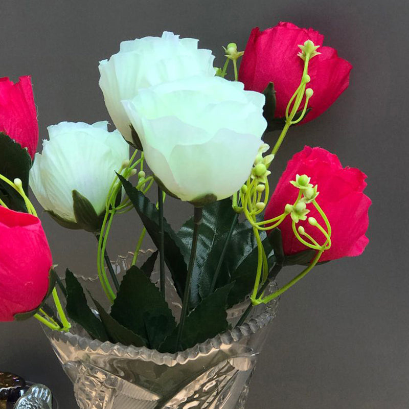 Fiora Artificial Rose (Dark Pink & White)  Set of Two media 5