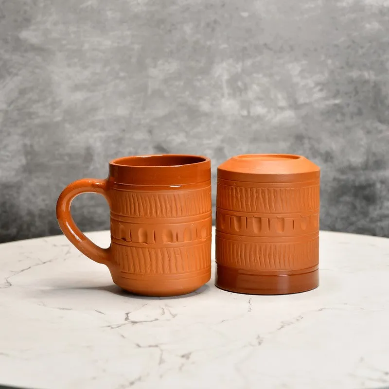 Sediment Terracotta Coffee Mug (440 mL Each) - Set Of Two media 5